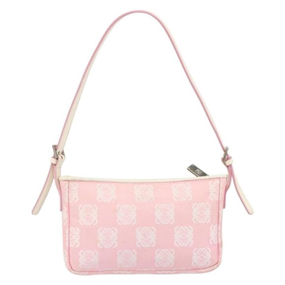 Authentic LOEWE Anagram Shoulder Bag Canvas Pink Silver - Picture 9 of 16